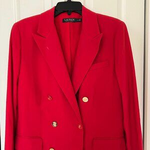 Ralph Lauren red double breasted jacket with gold buttons (size 12)